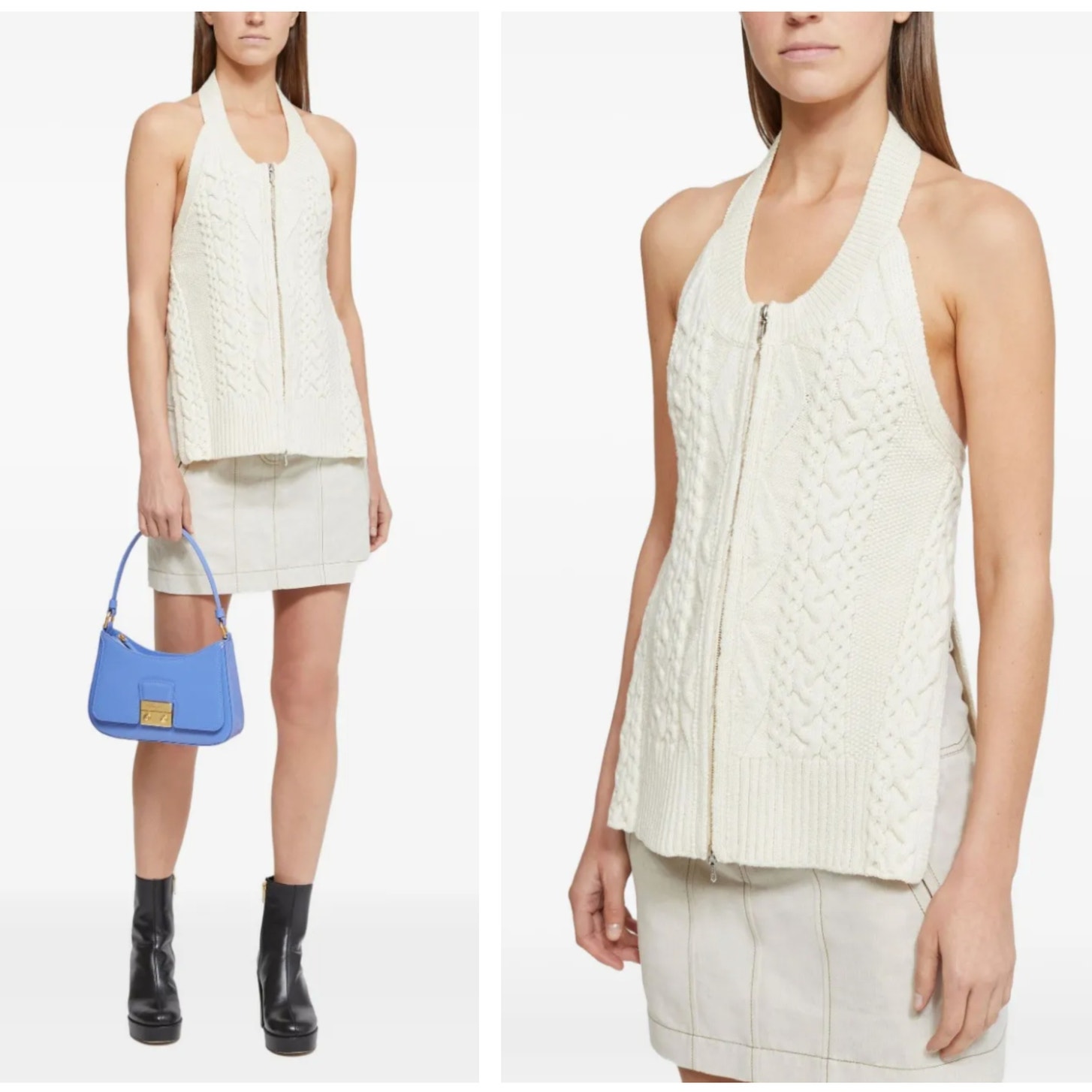 3.1 Phillip Lim Cable-Knit Halterneck Top Ivory Cream Sz Xs $450 {3g19}